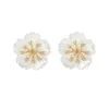 Européen rétro coquille fleur boucles d'oreilles femmes marque de luxe 3A Zircon s925 boucles d'oreilles en argent charmante femme exquis boucles d'oreilles fête de mariage haut de gamme bijoux cadeaux