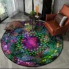 Alfombra colorida estrellada geométrica centro Floral alfombra de moda sala de estar Retro estilo étnico púrpura Mandala cojín redondo 230615