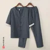 Men's Tracksuits Mens Clothing Tang Suit Sets 2023 Summer Men Beachwear Linen Fashion Male Set Chinese Style Hanfu Shirts Trousers