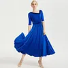 Podiumkleding Blauw Standaard Ballroomjurk Tangokostuums Dansjurken Rood Flamenco Wals Zwart