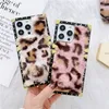 Luxury Leopard Print Square Plating Fur Vogue Telefonfodral för iPhone 14 13 12 11 Pro Max Samsung Galaxy S23 Ultra S22 S21 S20 Fashion Women Furry Back Cover Stuffsäker