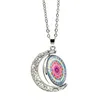 Pendant Necklaces 2023 Vintage Moon Double Side Rotation Necklace Charm Glass Dome Mandala Pattern Women Accesories Gift