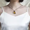 Hanger Kettingen Modieuze Wit Vergulde Koperen Ketting Met 20mm Gele Zirconia En Box Chain Sieraden Voor Vrouwen