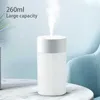 Umidificatori 260ML USB Umidificatore ad ultrasuoni Lampada a LED Mini Diffusore essenziale Purificatore per auto Aroma Nebbia con luce romantica