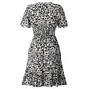 Party Dresses Summer Beach Style Sundresses For Girls 2023 Fashion Leopard Printing Mini Women's Sexy Deep V A-Line Dresse