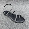 Sandalen Damen 2023 Sommerschuhe mit buntem Wasserdiamant-Design Luxus offene Zehen Urlaub Strand Damen flache Schuhe