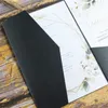 Greeting Cards Black Wedding Invitation Card TriFold Pocket Shimmer Country Party Invites Personalized Design Multi Colors 230615