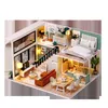 Mimarlık/DIY House DIY Dollhouse ahşap bebek evleri mobilya kiti ile minyatür çocuklar için led oyuncaklar çocuklar için doğum günü hediyeleri l031 230614