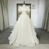 Abito da sposa elegante stile coreano collo quadrato abito da ballo lanterna maniche organza backless bowtie sweep treno nuziale