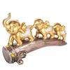 Decorative Objects Figurines BUF Three Golden Elephant Statues Home Decoration Sculpture and Room Decor Crafts Ornaments Resin Animal Decorations 230614