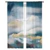 Rideau Art Abstrait Voile Rideaux pour Chambre Tulle Fenêtre Salon Sheer Stores Rideaux p230615