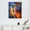 Cityscapes Canvas Art Late Return Beautiful Street Landscape Handmade Painting for Modern Home Office