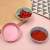 Nouveau 4 couleurs créatif vinaigre sauce soja plat assaisonnement bol plat paille de blé forme ronde petites assiettes pour apéritif snack plat sauce