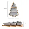 Plates Creative Christmas Tree Ceramic Snack Plate med bambuformad dim sum fruktgodis för fest