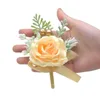 Dekorativa blommor bröllop corsage stift män kvinnor simulering silkes brosch brudtärna festtillbehör