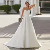 Abito da sposa 2023 Elegante abito da ballo senza spalline senza spalline senza maniche principessa in raso senza schienale per le donne abiti da noiva