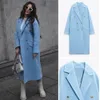 Femmes 'Mélange TRAF Automne Hiver Lâche Pardessus Tempérament Solide Couleur Rétro Mode Double boutonnage Femme Flip Poche Veste 230615