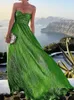Casual Dresses 2023 Sexy Strapless Hollow Out Long Dress Women Boho Elegant Bronzing Evening Fashion Sleeveless A-Line Party
