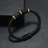 Cool design zwarte lederen armband armband voor mannen geschenk