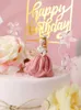 Imprezy zapasy koronne księżniczka dekoracja błyszcząca różowy tort kwiatowy Topper Happy Birthday dla dziewczyny kobieta