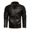 Men's Jackets PU Men's Leather Jacket Solid Color Stand Collar High Quality Vintage Male Autumn Winter Fashion Coats Men