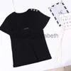 Damen T-Shirt Damen T-Shirt Kurzarm Paris Damen T-Shirt Übergröße T-Shirt Mädchen Bronzing Button Druck Buchstabe Weiblich Sommer Mode Kleidung Schwarz W J230615