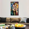 City Life Landscape Canvas Art Last Kiss Hand Painted Kinfe Painting for Hotel Wall Modern