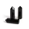 Tour de cristal naturel Arts baguettes de guérison des chakras minéraux obsidienne Point Reiki pierre d'énergie à six faces baguette magique de quartz noir polis rugueux Cffa