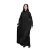 Abbigliamento etnico Donna Abayas Eid Ramadan Preghiera Abito Musulmano Solido Kaftani Islam Abiti Longue tradizionali Dubai Turchia Caftano sciolto Femme