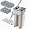 Dweilen Vloer Mop Microfiber Squeeze Mops Natte Mop met Emmer Doek Squeeze Reiniging Badkamer Mop Voor Wassen Vloer Thuis Keuken Cleaner 230614