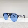 2023 Punk Rock New Style, High-Quality Blue Half Frame Unique Mirror Leg Women's Sunglasses, Fashionable And Casual Style For Daily Wear During Driving And Travel