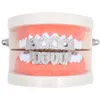 Anéis de nariz ocos dentes de microcristal para homens e mulheres conjunto de joias cor de ouro hip hop piercing pavimentado zircônio grades tampa superior inferior 230614