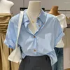 女性のブラウスは女性のためのエレガントで韓国スタイルの服2023堅実な夏のルーズトップトップの女性用服のオファー