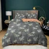 Set di biancheria da letto Copripiumino floreale Set copripiumino botanico verde regina Copripiumino con foglie di fiori da giardino Copripiumino morbido e traspirante 230614