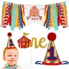 Feestdecoratie Verjaardag 1e Banner Decorationsfirst Benodigdheden Circus Feestmuts Stoel Hoge Kit Decoratie Baby Boyset Carnaval Kinderstoel Meisje 230615