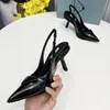 Letni trójkąt nubuck skórzane sandały kobiety Slingback Pumps Luksusowe buty kobiety wysokie obcasy imprezowe suknie ślubne