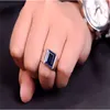 Handgemaakte mannelijke ring Zilver Kleur Grote 8ct Blauw AAAAA Zirkoon cz Verklaring Trouwring Ringen voor mannen Vinger Partij Sieraden