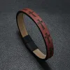 Fashion Men Gift Cross Pattern Leather Bracelet Bangle Jewelry for Wholesale