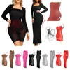 Grundlegende Freizeitkleider, figurformendes Damen-Kleid-Set mit Brustpolster, integrierter figurformender Unterwäsche, 8-in-1-Cocktail-Zweiteiler für Damen, einfarbig, 230615