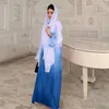 Vêtements ethniques Satin 2 pièces Abaya ensemble robe sans manches plumes manchette Kimono fête soirée mariage femme musulmane robe Islam Eid
