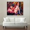 Bella figura nuda su tela ispirata alla pittura a olio fatta a mano per la parete della camera da letto