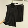 Vêtements de nuit pour femmes 4XL Modal doux femmes vêtements de salon vêtements de maison vêtements de nuit ensemble de pyjamas sans manches gilet Shorts pantalon pyjama costume E68