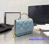 18 cm klasik mini çanta flep Of Tutes eğimli omuz kapitone Matelasse zincir makyaj kutusu altın donanım crossbody akordeon cüzdan