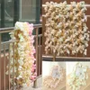 Dekorative Blumen, 180 cm, künstliche Kirschblüten, Rattan-Hochzeitskranz, Efeu-Dekoration, gefälschte Seidenrebe, Partybogen, Zuhause