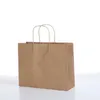 100 datorer Kraft Paper Retail Shopping Merchandise Party Presentväskor 12 "X4" X10 "med rephandtag PDIDG