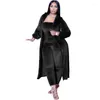 Femmes deux pièces pantalon solide velours ensemble femmes Sexy manches longues point ouvert Long manteau Cardigan sans bretelles maigre combinaison mode décontracté