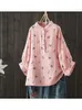 Damesblouses Lamtrip Rustieke bloemenprint Lantaarnmouwen Katoengaren Vintage Mori Girl Shirt Blouse