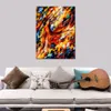 City Life Landscape Canvas Art Flame Dance Dipinto a mano Kinfe Painting for Hotel Wall Modern