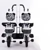 Twins Baby Side by Dreirad-Fahrrad-Kinderwagen 3-in-1, kann sitzen und liegen, geteiltes Kind, Fahrt, Schlafanhänger, Kinderwagen