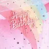 300st Happy Birthday Acrylic Cake Toppers Black Pink Birthday Cupcake Topper For Boys Girls Party Cake Decorations SN4169